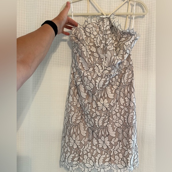 Lulu's Delicate Darling Beige and Ivory Lace Bodycon Dress - Picture 3 of 4